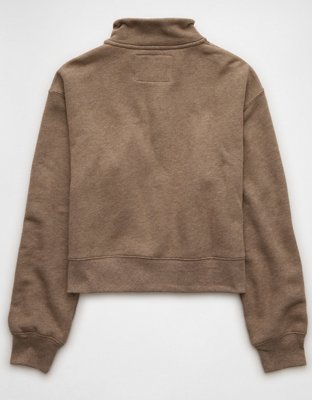 AE Cropped Henley Fleece Sweatshirt