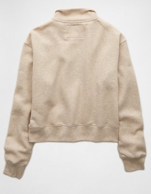 AE Cropped Henley Fleece Sweatshirt