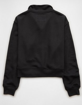 AE Cropped Henley Fleece Sweatshirt