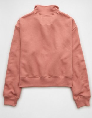 AE Cropped Henley Fleece Sweatshirt