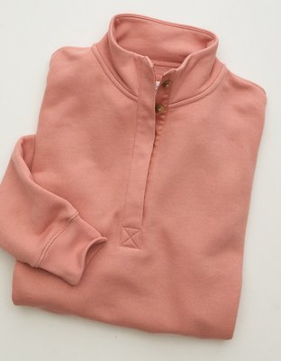 AE Cropped Henley Fleece Sweatshirt