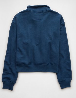 AE Cropped Henley Fleece Sweatshirt