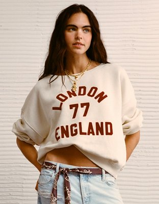 AE Off The Shoulder Destination Graphic Sweatshirt