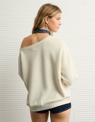 AE Off The Shoulder Destination Graphic Sweatshirt