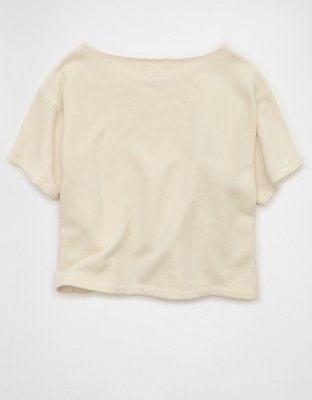 AE Off-the-Shoulder Short-Sleeve Sweatshirt | American Eagle