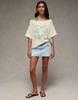 AE Off-the-Shoulder Short-Sleeve Sweatshirt