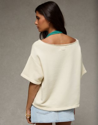 AE Off-the-Shoulder Short-Sleeve Sweatshirt