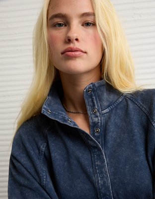 AE Big Hug Fleece Henley Sweatshirt | American Eagle