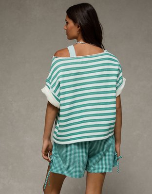 AE Off-the-Shoulder Short-Sleeve Sweatshirt