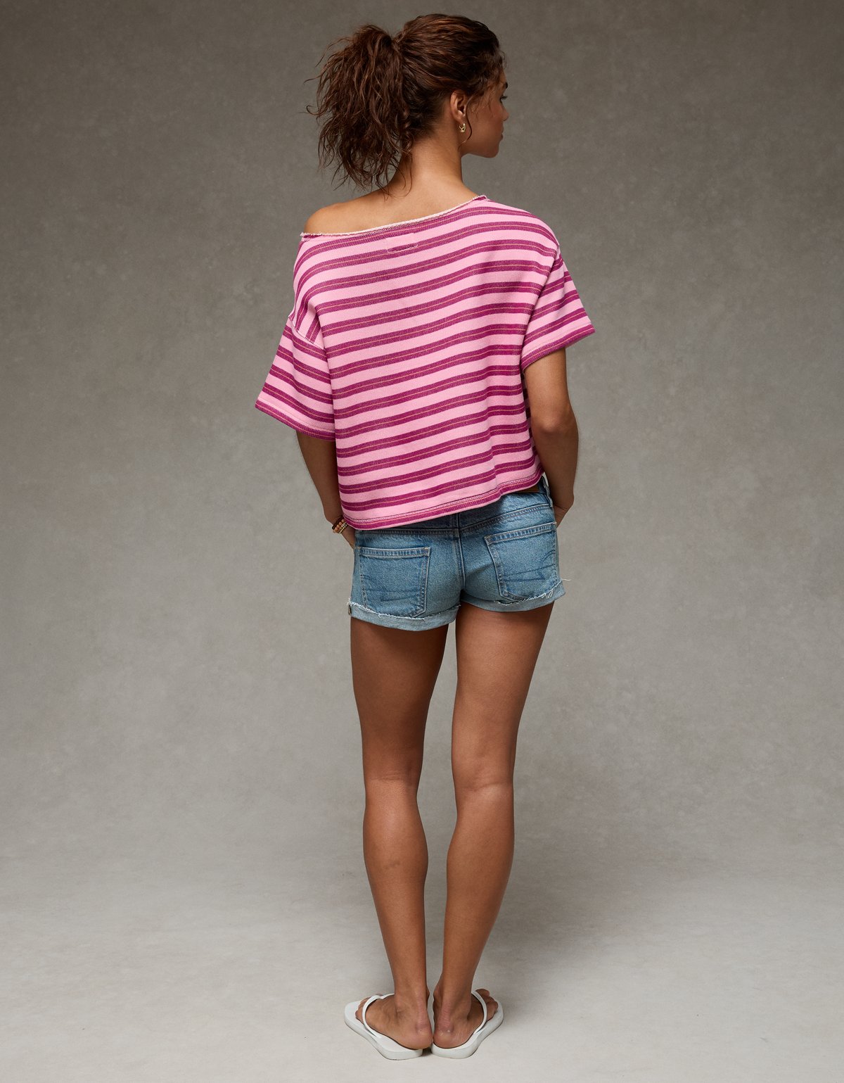 AE Off-the-Shoulder Short-Sleeve Sweatshirt - image 2