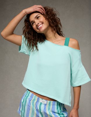 AE Off-the-Shoulder Short-Sleeve Sweatshirt
