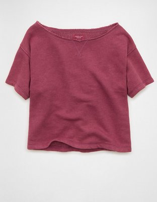AE Off-the-Shoulder Short-Sleeve Sweatshirt | American Eagle
