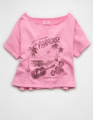 AE Off-the-Shoulder Fleece T-Shirt