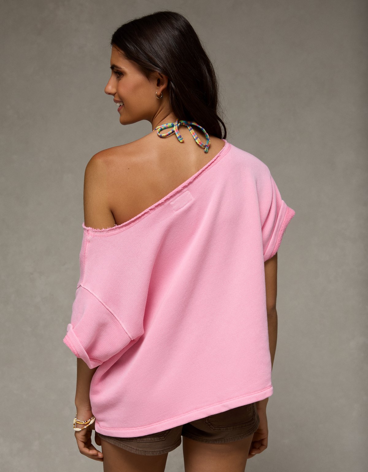 AE Off-the-Shoulder Short-Sleeve Sweatshirt - image 3