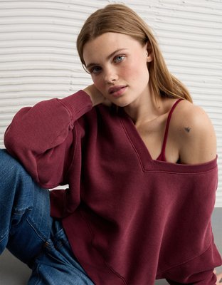 AE Cropped V-Neck Sweatshirt