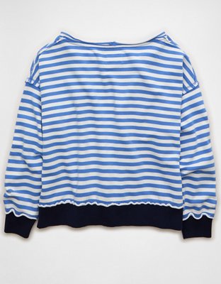Женская толстовка American Eagle AE On a Roll Off-the-Shoulder, цвет: Синий, вариант 1 — фото 4