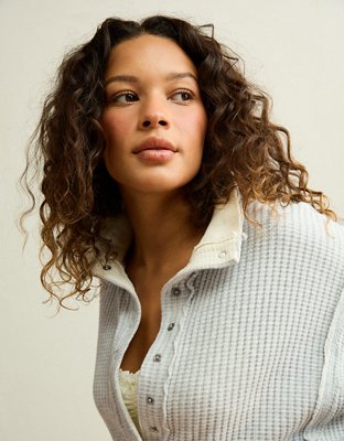 AE Big Hug Snap-Front Henley Sweatshirt