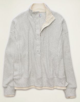 AE Big Hug Snap-Front Henley Sweatshirt