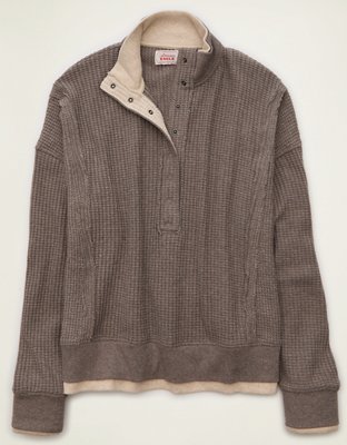 AE Big Hug Snap-Front Henley Sweatshirt