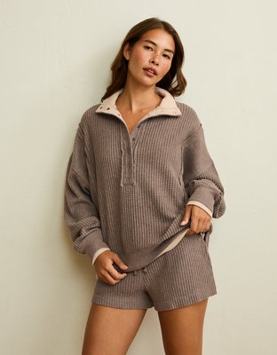 AE Big Hug Snap-Front Henley Sweatshirt