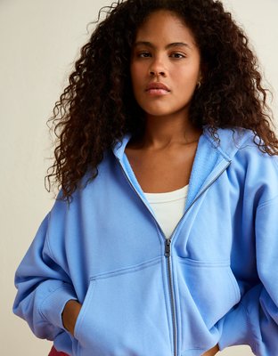 AE Everyday Luxe Balloon-Sleeve Full-Zip Sweatshirt | American Eagle