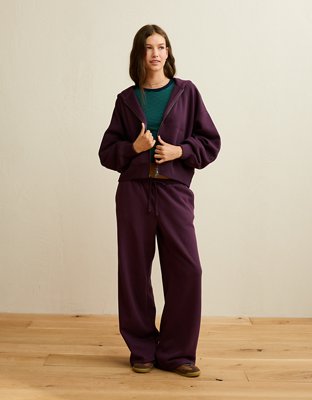 AE Everyday Luxe Balloon-Sleeve Full-Zip Sweatshirt