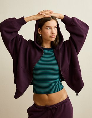 AE Everyday Luxe Balloon-Sleeve Full-Zip Sweatshirt | American Eagle