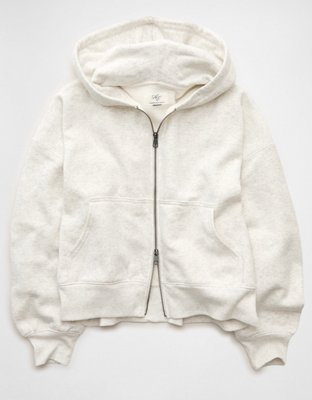 AE Everyday Luxe Balloon-Sleeve Full-Zip Sweatshirt