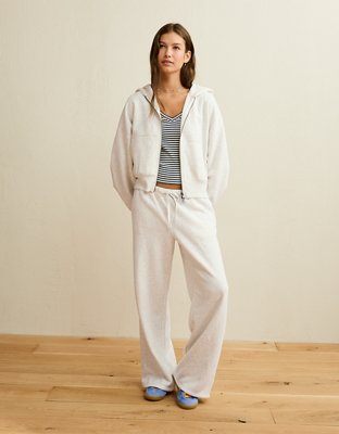AE Everyday Luxe Balloon-Sleeve Full-Zip Sweatshirt