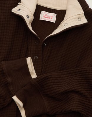AE Big Hug Snap-Front Henley Sweatshirt