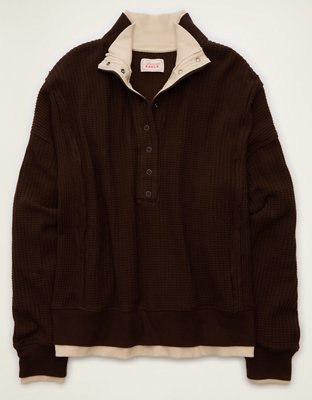 AE Big Hug Snap-Front Henley Sweatshirt