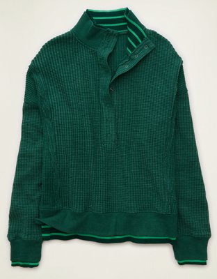 AE Big Hug Snap-Front Henley Sweatshirt