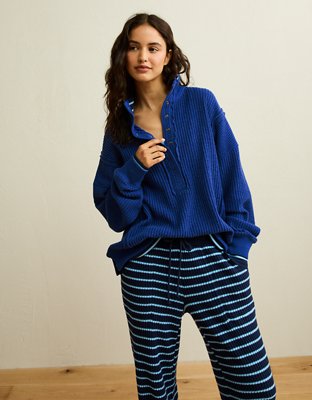AE Big Hug Snap-Front Henley Sweatshirt