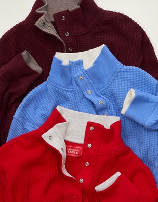 Женская толстовка American Eagle AE Big Hug Snap-Front Henley, цвет: Яркий синий — фото 6