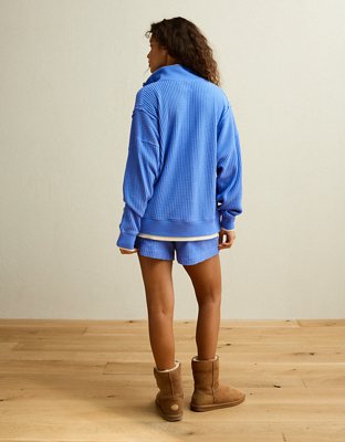 Женская толстовка American Eagle AE Big Hug Snap-Front Henley, цвет: Яркий синий — фото 2