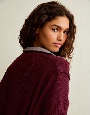 AE Big Hug Snap-Front Henley Sweatshirt