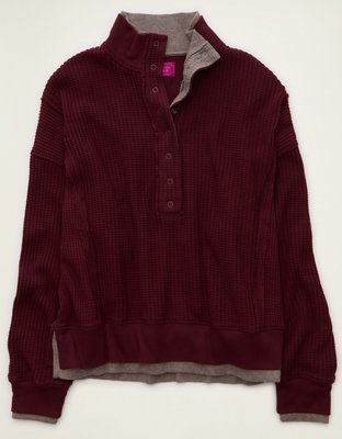 AE Big Hug Snap-Front Henley Sweatshirt