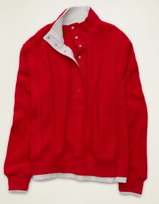 AE Big Hug Snap-Front Henley Sweatshirt