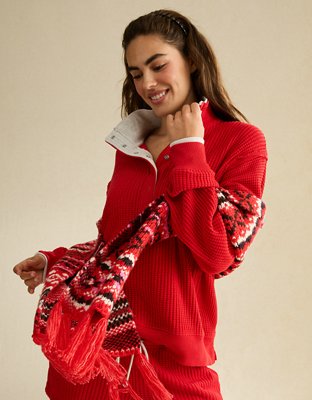 AE Big Hug Snap-Front Henley Sweatshirt