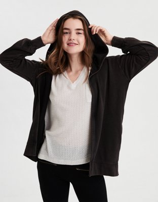 fleece hooded cardigan