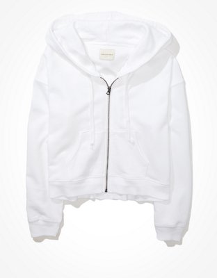 cropped white sweater zip up