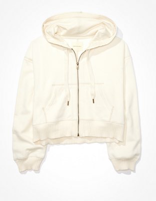 American Eagle aerie AE Cropped Plush Zip-Up Hoodie 39.95