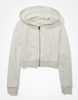 Gray cropped clearance zip up hoodie