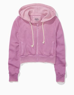 Blusa Moletom PINK Fleece Cropped Cinched Campus Hoodie Iced