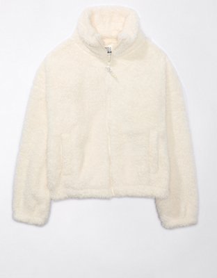 Zip up fluffy on sale jacket