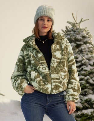 Cozy Sherpa Jacket, Green Sherpa Jacket