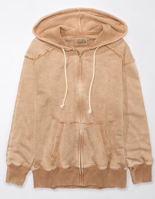 Brown zip outlet up hoodie