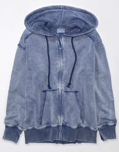 AE Oversized Washed Zip-Up Hoodie