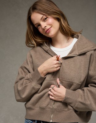AE Boxy Double-Zip Balloon Sleeve Hoodie