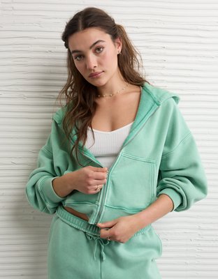AE Full-Zip Balloon Sleeve Hoodie | American Eagle